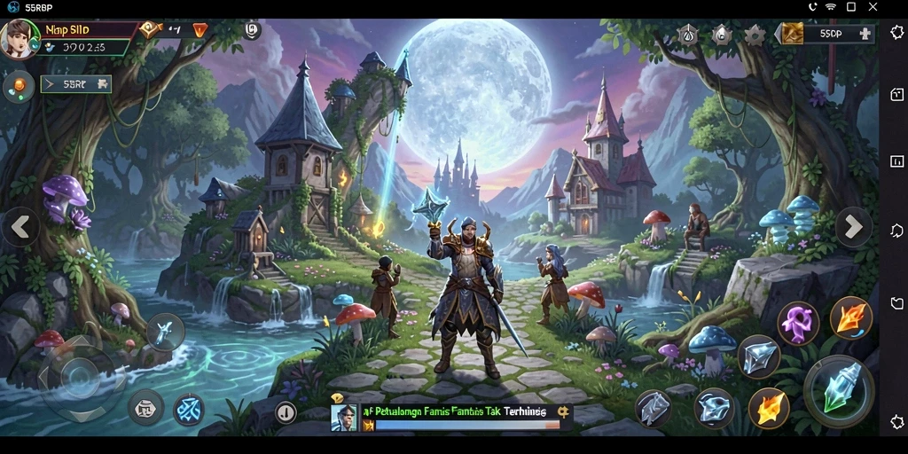 Tangkapan layar gameplay menunjukkan pertarungan epik dalam 55RP.
