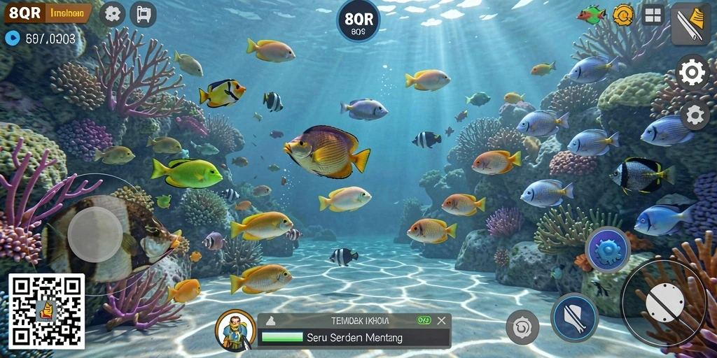 Tampilan gameplay yang seru dalam permainan Tembak Ikan 8QR.