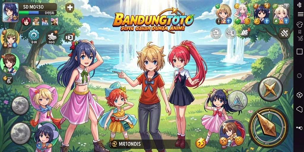 Screenshot gameplay BANDUNGTOTO yang penuh aksi dan karakter anime.