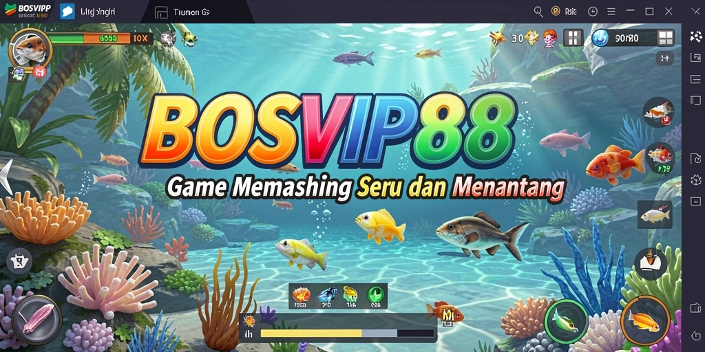 Screenshot gameplay BOSVIP88 yang menampilkan keseruan memancing.
