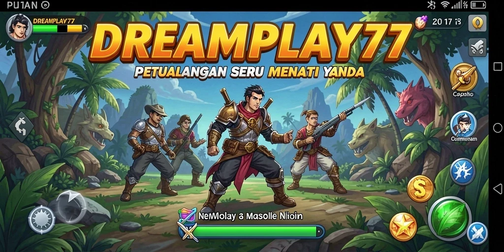 Tampilan menakjubkan dari gameplay dalam DREAMPLAY77, menunjukkan aksi petualangan yang mendebarkan.