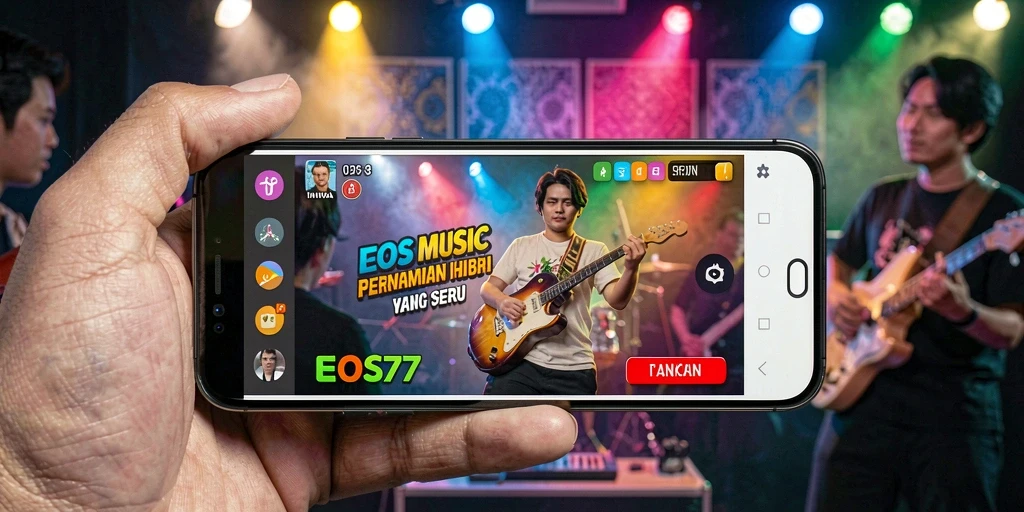 Screenshot gameplay EOS77 menunjukkan aksi seru saat bermain musik.