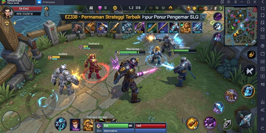 Tampilan gameplay menarik dari EZ338 yang menampilkan strategi pertempuran.
