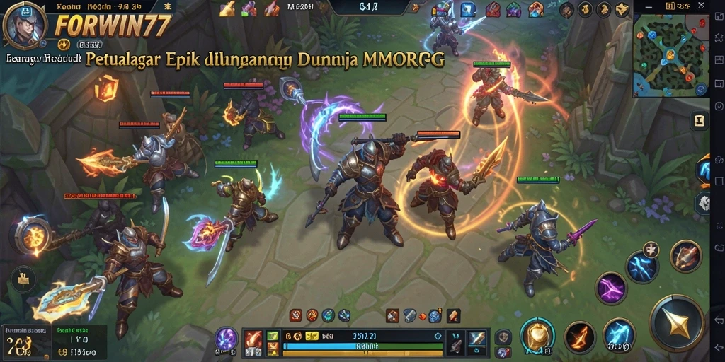 Menampilkan aksi seru dalam gameplay MMORPG FORWIN77.