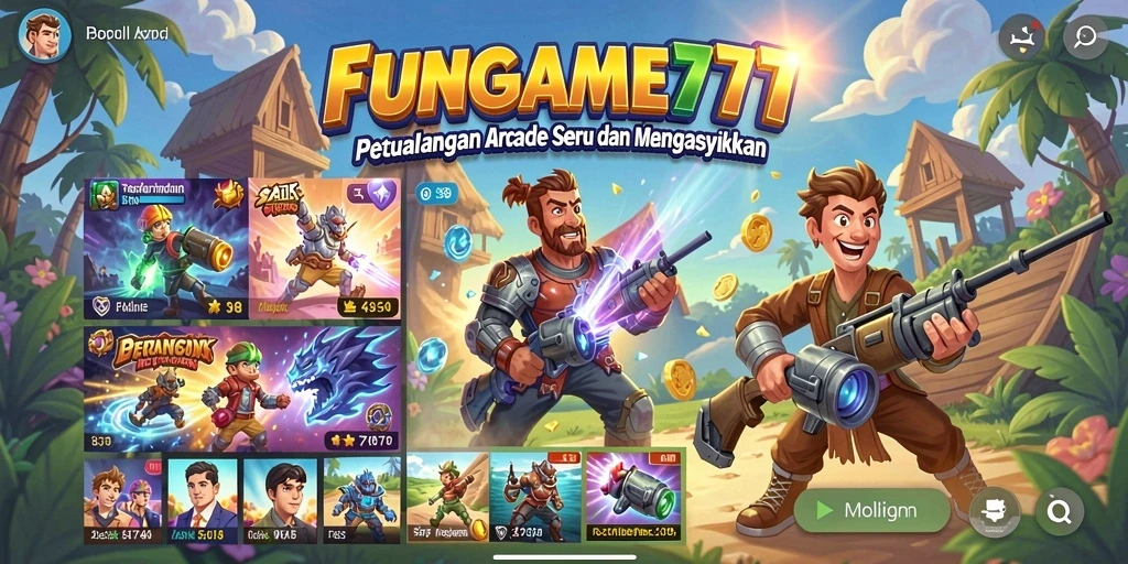 Tampilan gameplay FUNGAME777 yang menyenangkan dan penuh warna.