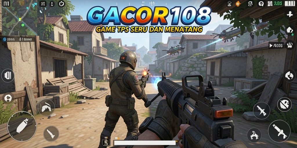Tangkapan layar gameplay GACOR108 dengan aksi tembak-menembak intens.