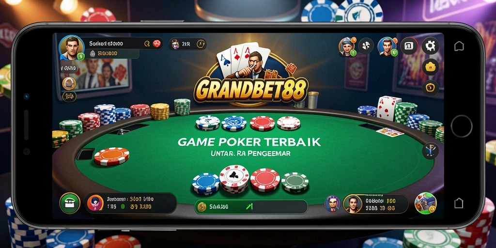 Tampilan menarik gameplay Poker di GRANDBET88.