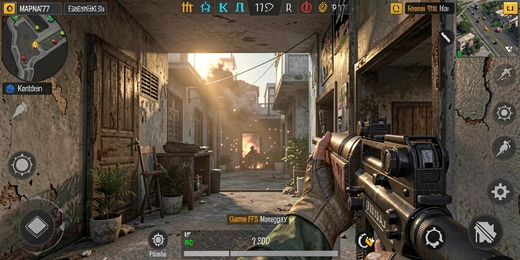 Screenshot penting dari gameplay MAPNA777 menampilkan pertarungan FPS yang intens dan mengasyikkan.